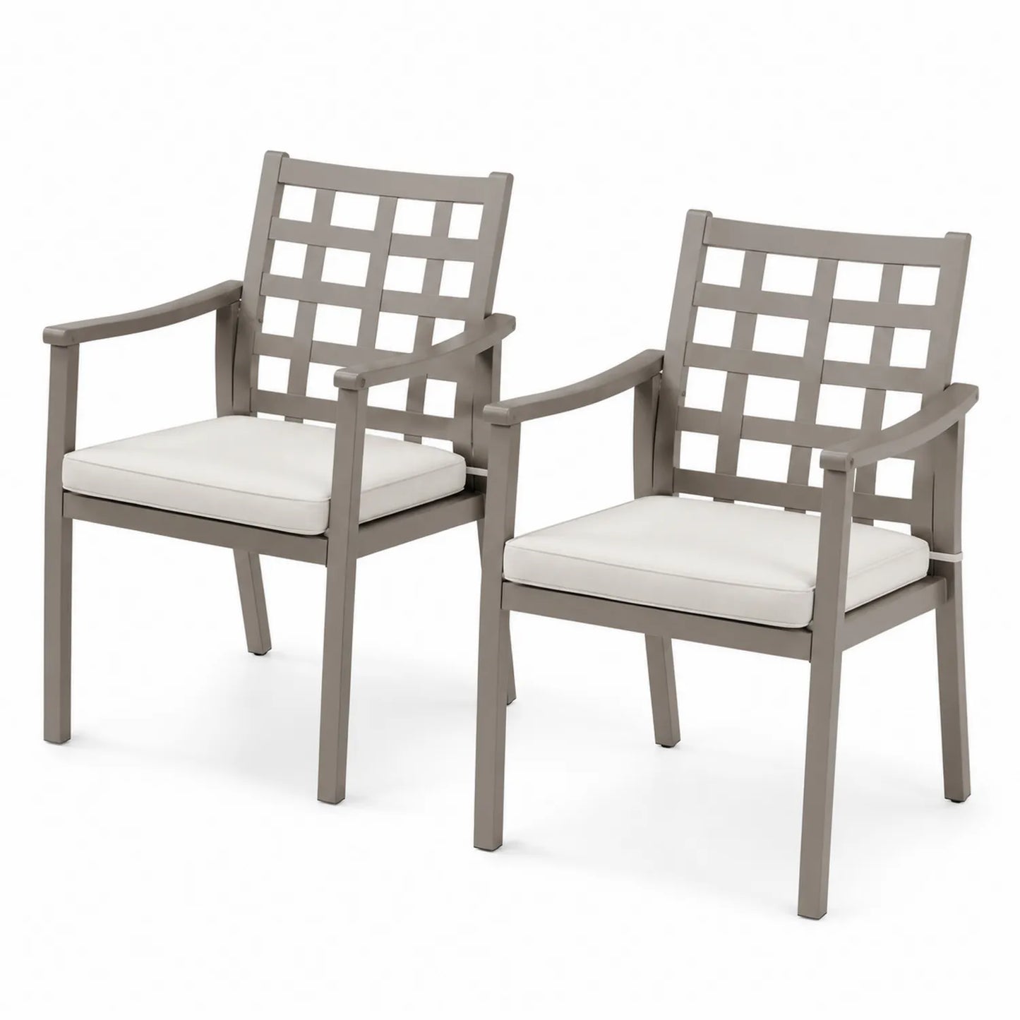 Juego de 2 sillas de aluminio con cojín blanco