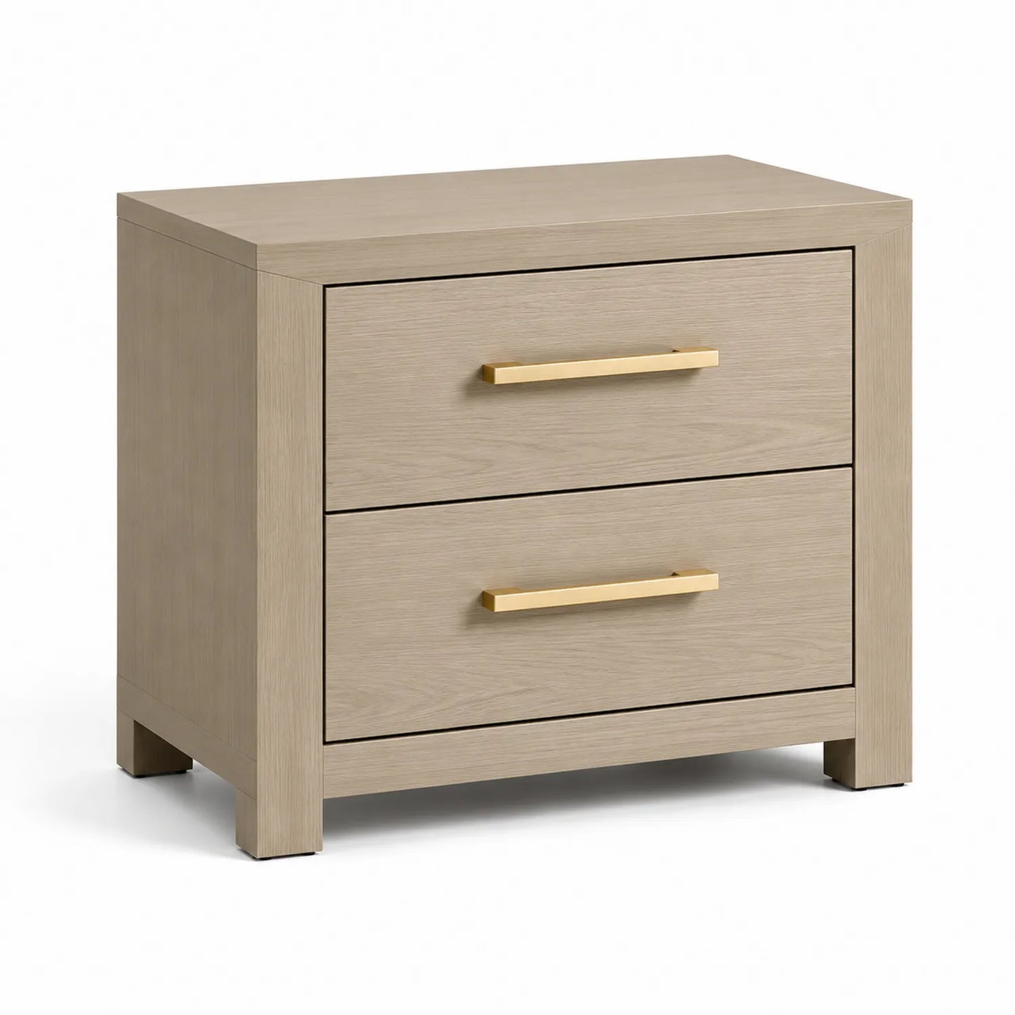 Mesita de noche de madera con dos cajones 60x40x55 cm Beige