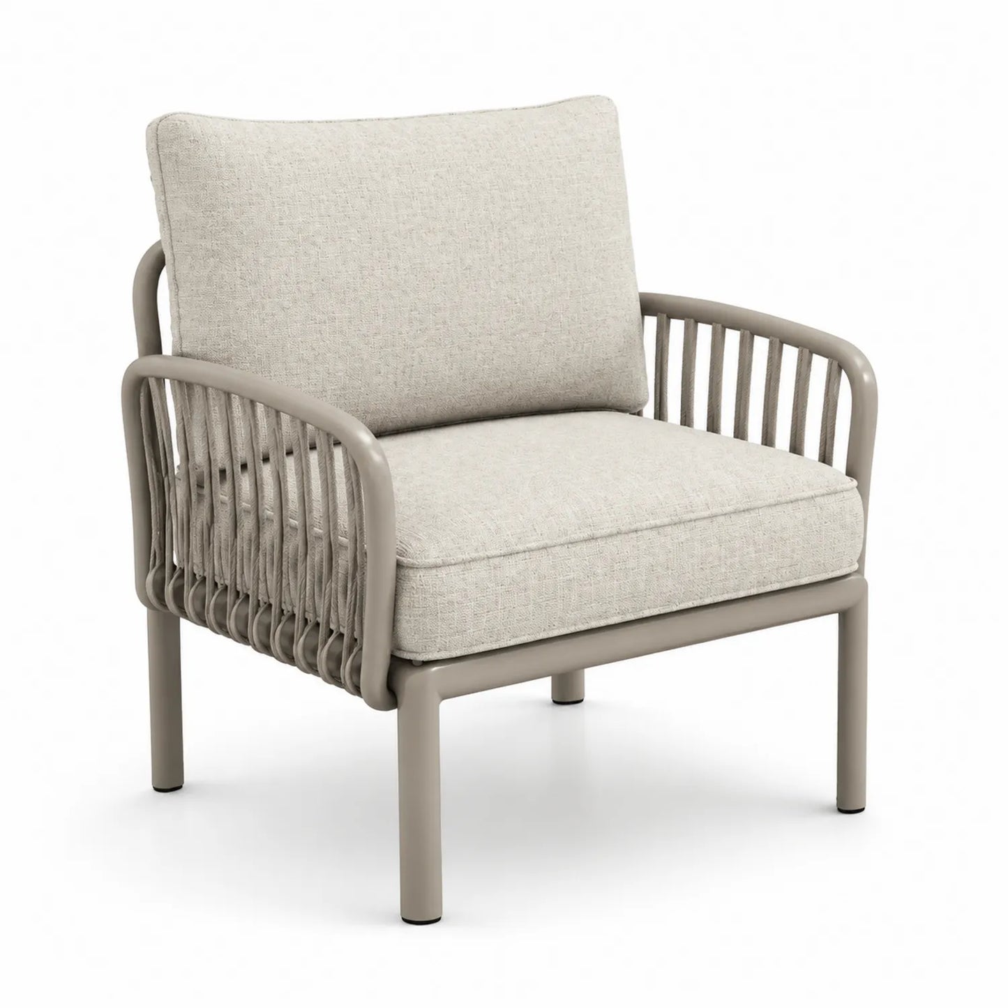 Silla de exterior con estructura de aluminio y cojines de poliéster 70x80x85 cm