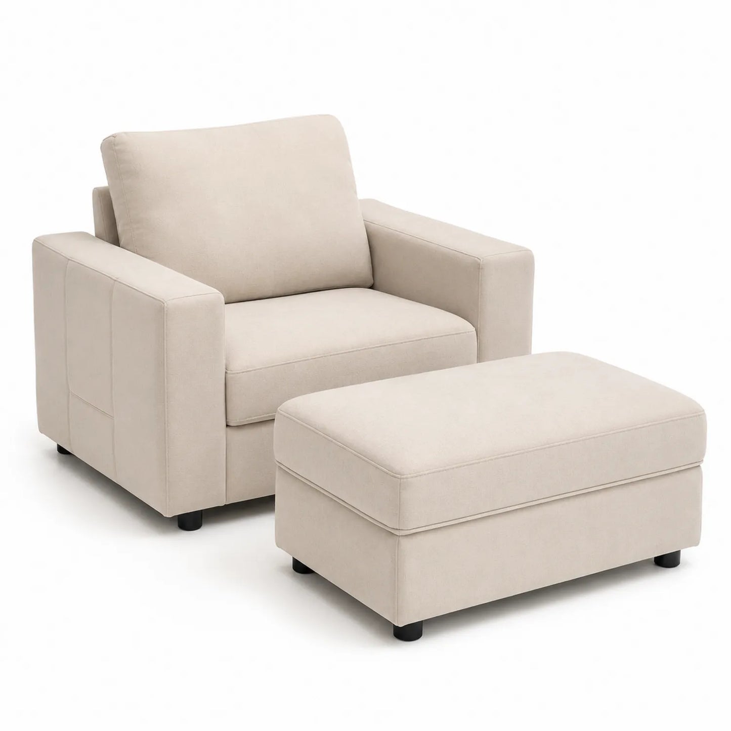 Sillón y Ottoman en Poliéster Beige