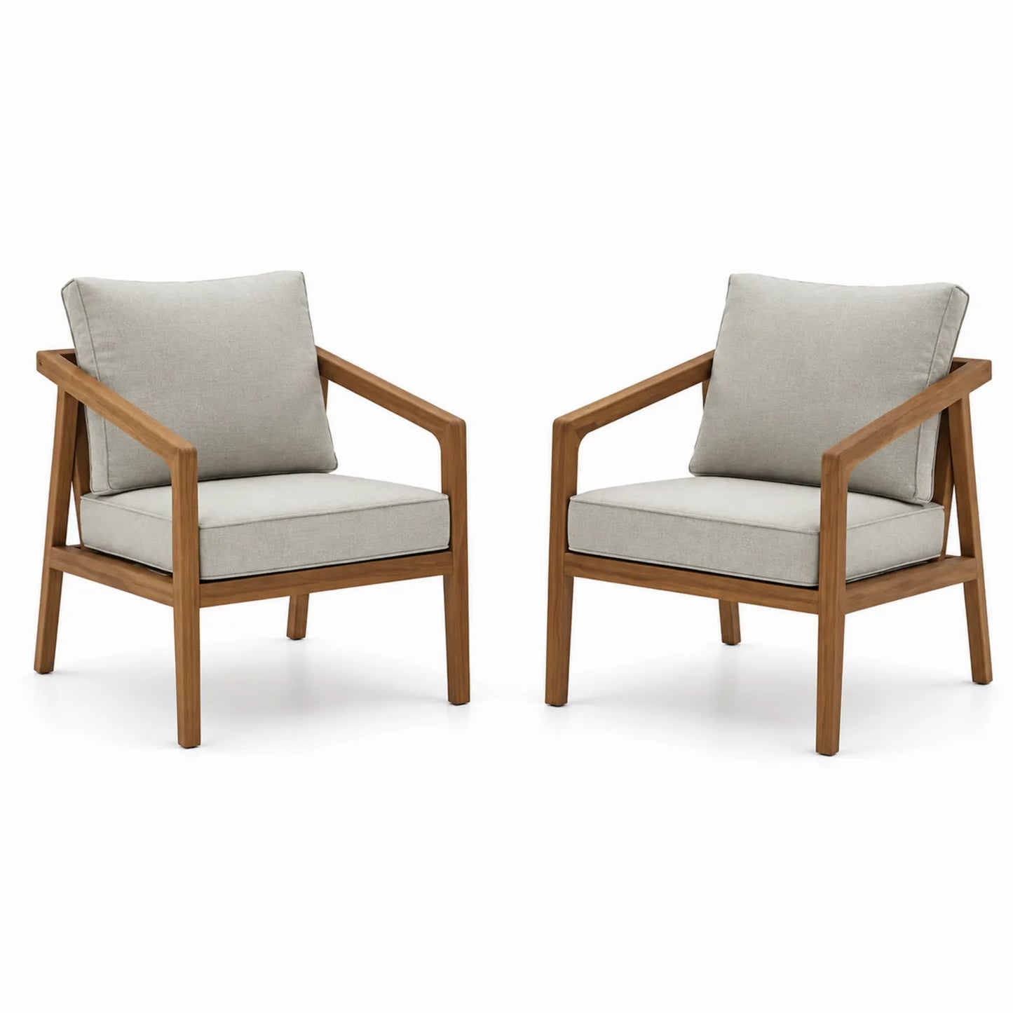 Set de 2 Sillas de Teca con Cojines Beige