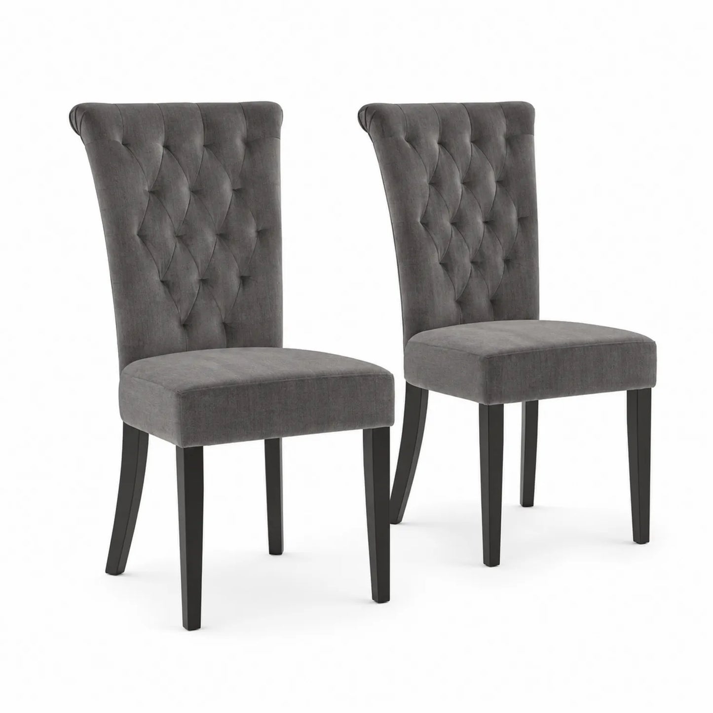 Set de 2 sillas de comedor tapizadas en terciopelo con patas de madera