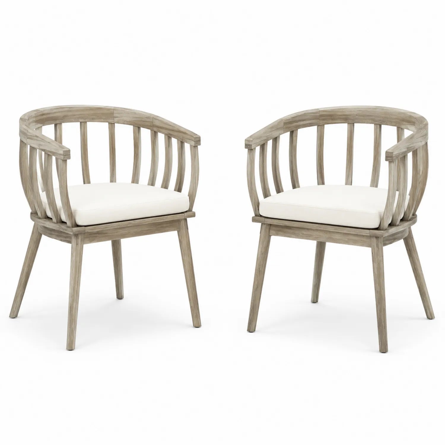 Conjunto de 2 sillas de madera con cojín de poliéster beige
