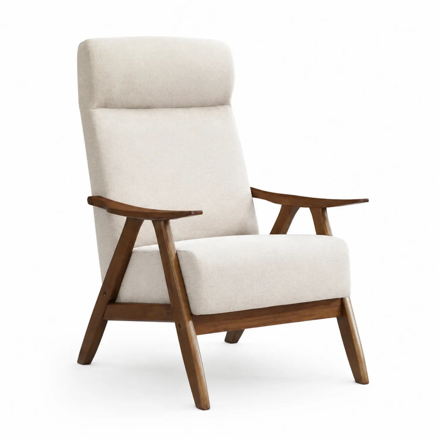 Silla de Madera Maciza con Tapizado Beige