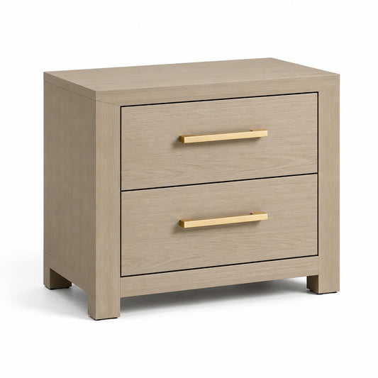 Mesita de noche de madera con dos cajones 60x40x55 cm Beige