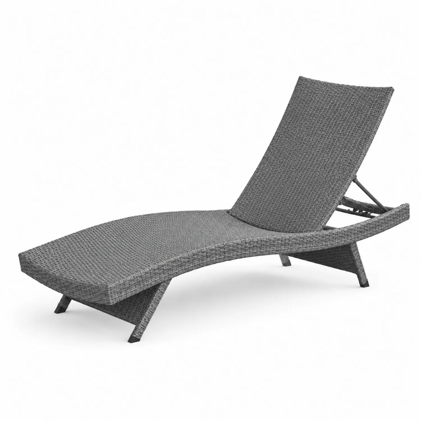 Tumbona de Ratán Sintético Gris de Exterior 200x65x38 cm