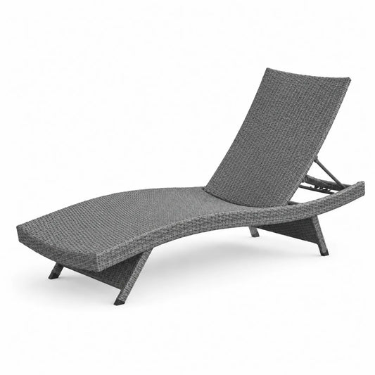 Tumbona de Ratán Sintético Gris de Exterior 200x65x38 cm