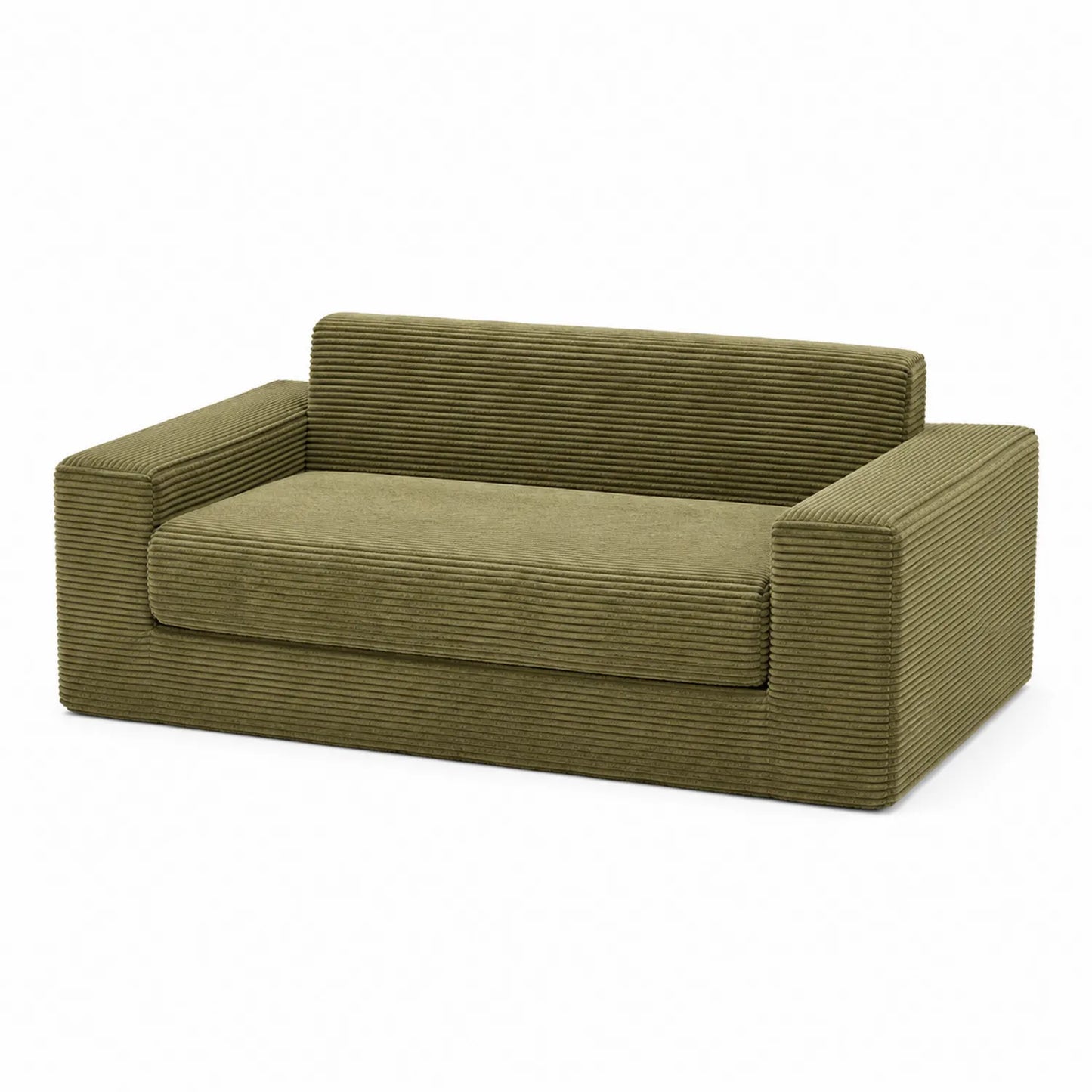 Sofá de dos plazas de pana verde 150x85x70 cm
