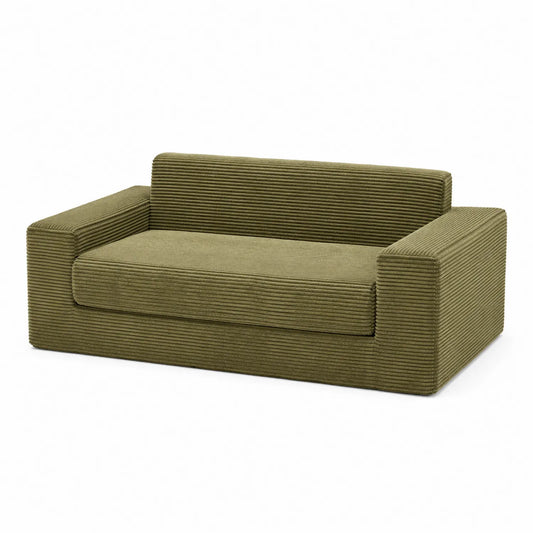 Sofá de dos plazas de pana verde 150x85x70 cm