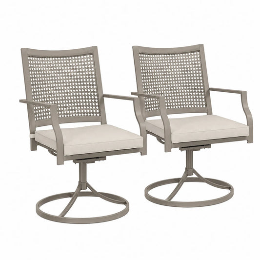 Conjunto de 2 sillas giratorias de aluminio con cojines