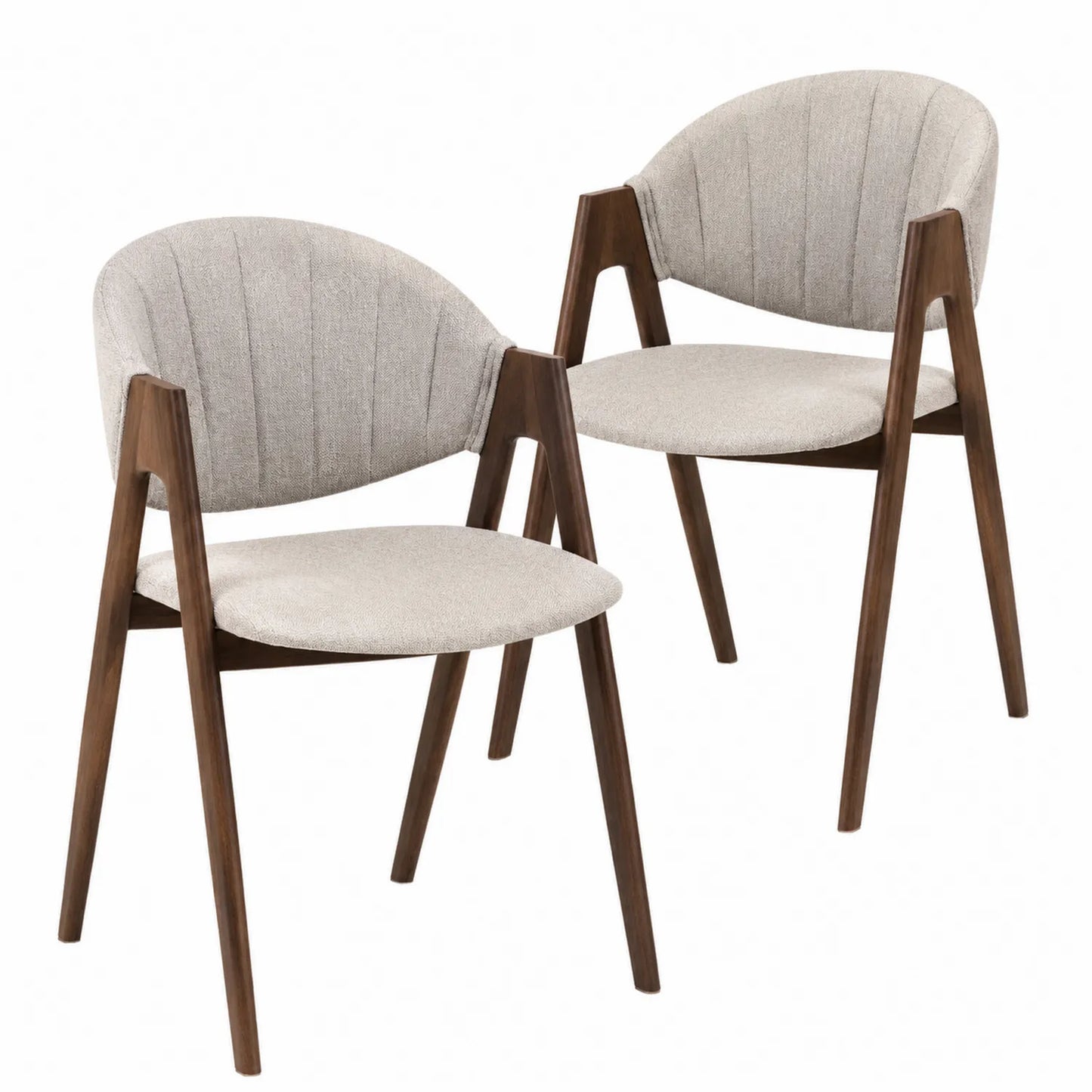 Juego de 2 sillas de comedor de madera y tela gris
