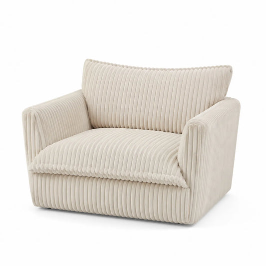 Sofá individual de pana beige 120cm