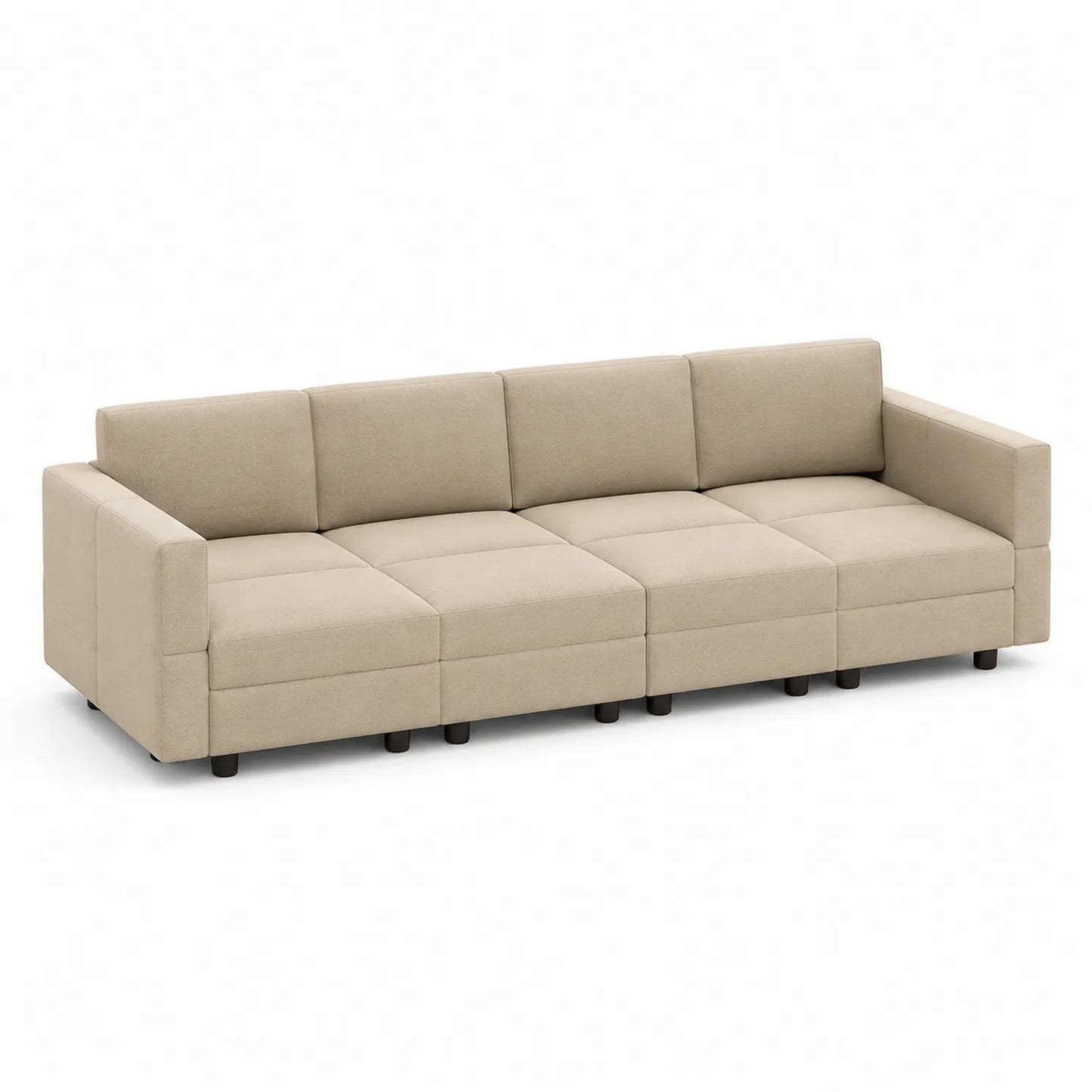 Sofá modular 4 plazas lino beige 282x86x70 cm