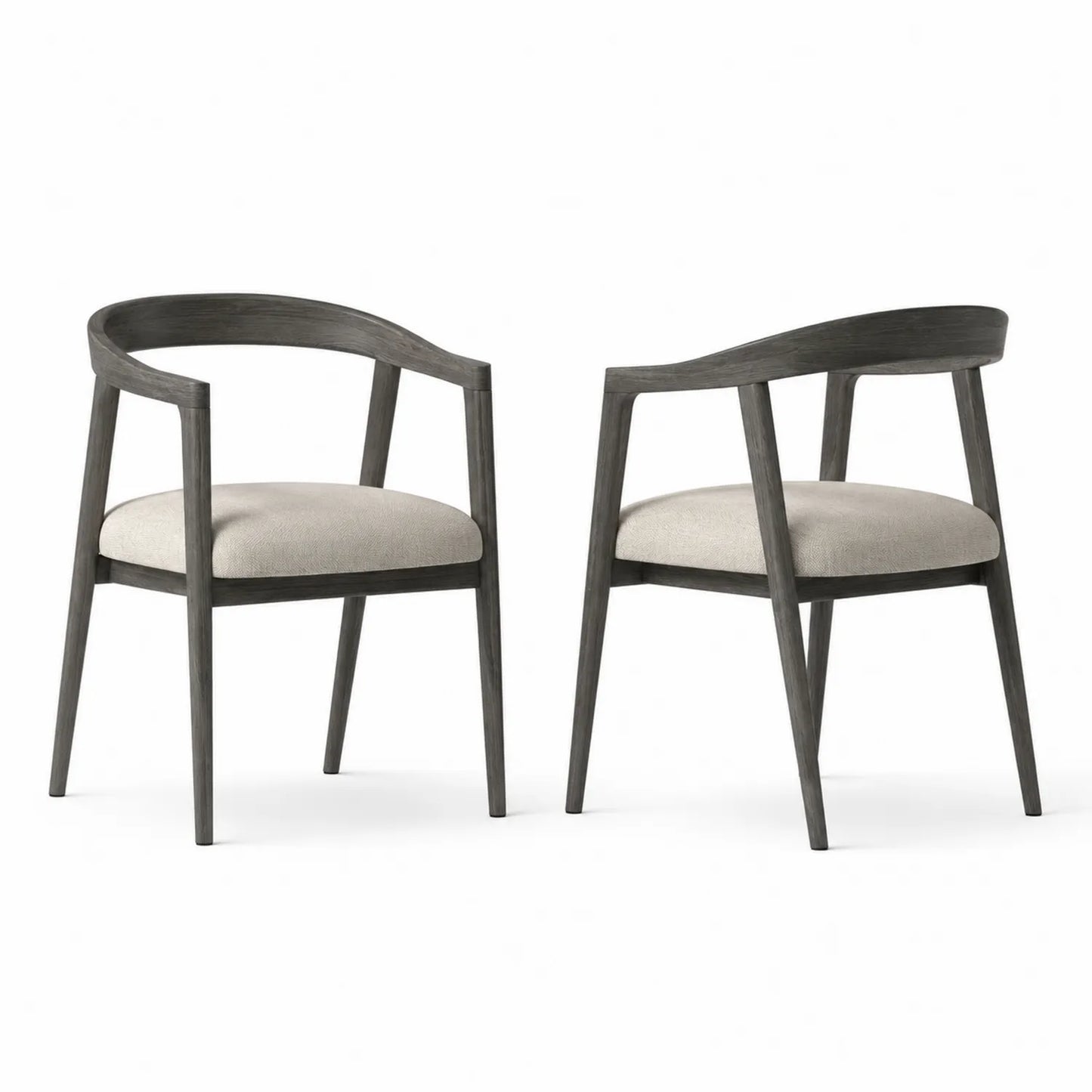 Juego de 2 sillas de madera con asiento de lino gris
